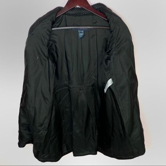 French Connection Woven Monochrome Checker Toggle Puff Sleeve Swing Coat Size 10 - Picture 10 of 12